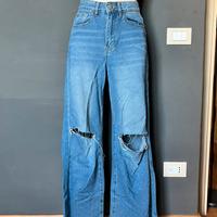 Jeans wide leg strappati vintage vibe baggy skater