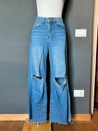 Jeans wide leg strappati vintage vibe baggy skater