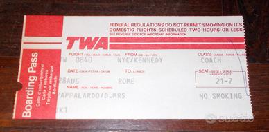 Biglietto aereo twa new york roma usato vintage