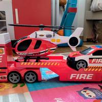 camion con elicottero e macchina pompieri 