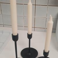 Set di 3  Candelieri Neri con Candele 