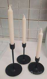 Set di 3  Candelieri Neri con Candele 