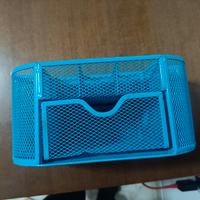 Organizer da Scrivania in Metallo Celeste