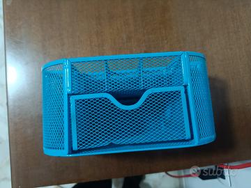 Organizer da Scrivania in Metallo Celeste