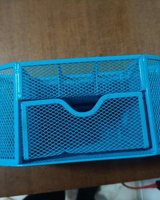 Organizer da Scrivania in Metallo Celeste