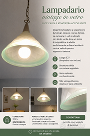 Lampadario vintage a sospensione in vetro