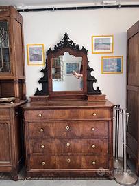 Cassettiera con specchiera d'epoca