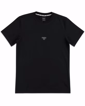 Tshirt Prada Nera logo triangolo Originale UJN824