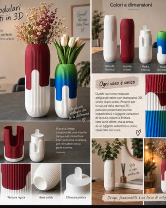 Vaso artigianale stampato in 3D - design modulare