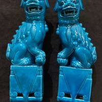 Coppia statuine cani di foo cinese in porcellana