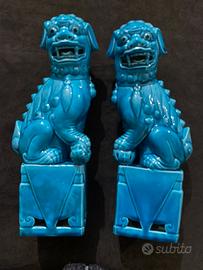 Coppia statuine cani di foo cinese in porcellana