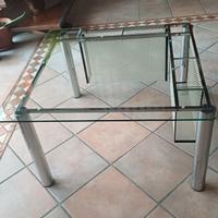 Tavolino di design acciaio e vetro quadrato