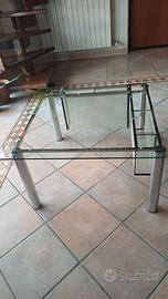 Tavolino di design acciaio e vetro quadrato, unico