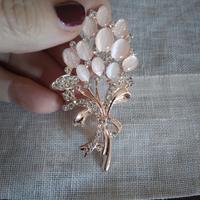 spilla bouquet  dorata e rosa