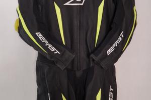 Tuta moto in pelle intera Befast – Nero/Giallo Flu