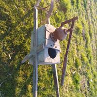 antica carriola/pompa in legno