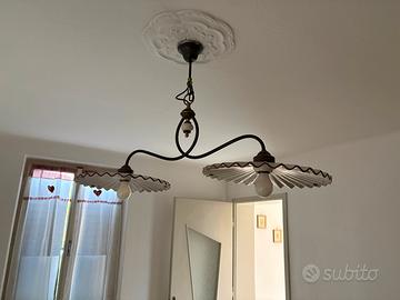 Lampadario bilanciere 2 luci ferro battuto