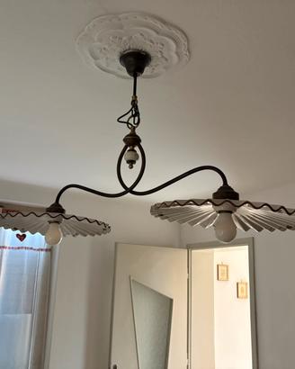 Lampadario bilanciere 2 luci ferro battuto
