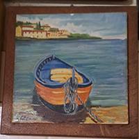 quadro di legno e ceramica, Paesaggio di mare