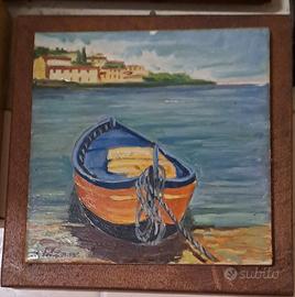 quadro di legno e ceramica, Paesaggio di mare