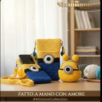 Porta Cellulare Minions  all'uncinetto in cordino 