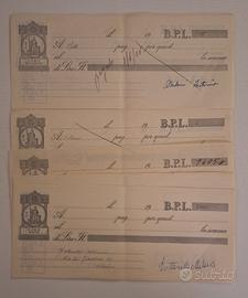 Cambiali Storiche B.P.L. anni '50 - Lotto da 4