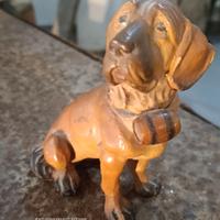 San Bernardo, scultura cane legno intagliato 10 cm
