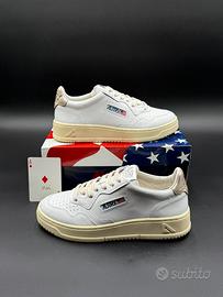 Autry medalist low bianche, oro beige classiche 37
