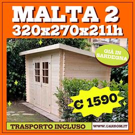 CASETTA DI LEGNO MALTA2 320x270x211h - 28mm