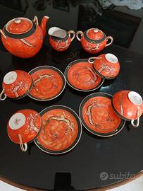 Set tazze e teiera porcellana cinese