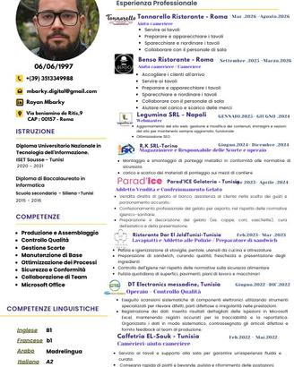 Candidatura - Aiuto Cameriere con Allo