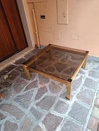 Tavolo quadrato in alluminio con vetro temprato 