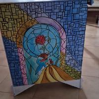 mobiletto dipinto a mano LA BELLA E LA BESTIA