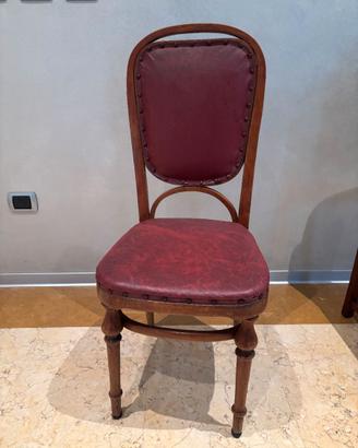 Set di 3 sedie vintage in pelle rossa e legno