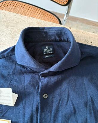 Camicia truzzi calda e morbida blu cashmere