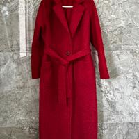 Cappotto Vestaglia con Cintura Rosso Bouclé Oro