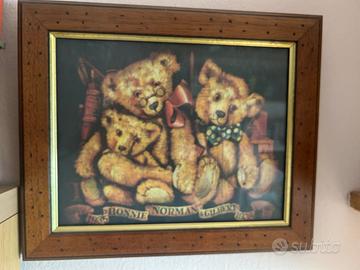 Quadretto vintage con famiglia di orsetti