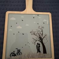 Tagliere decorativo legno e vetro