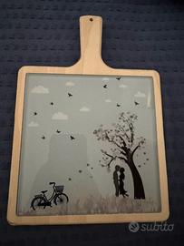 Tagliere decorativo legno e vetro