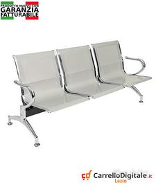 Panca per sala dattesa 3 posti in acciaioSilver