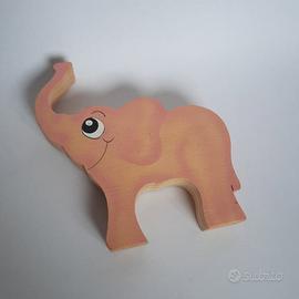 Elefante legno rosa