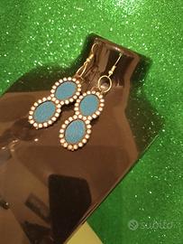 Orecchini pendenti ovali con brillantini