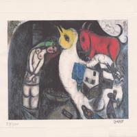 Marc Chagall Litografia ''Amore nel post'' 38x28cm