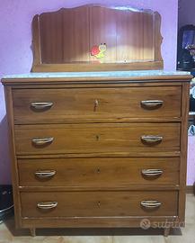 Comò vintage in legno e piano in marmo