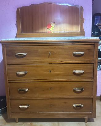 Comò vintage in legno e piano in marmo