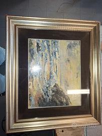 quadro astratto materico vintage con cornice.