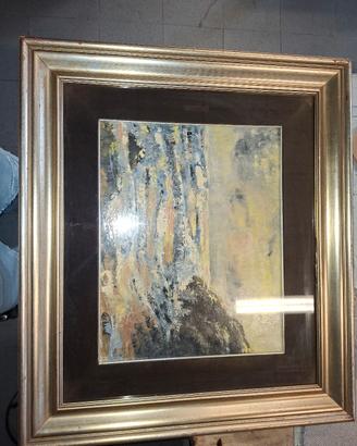 quadro astratto materico vintage con cornice.