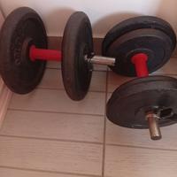 panca, bilanciere, manubri