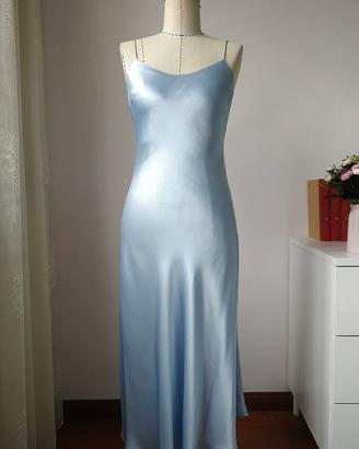 Abito lungo con spalline blu