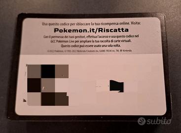 Carte codici Pokemon CGT 